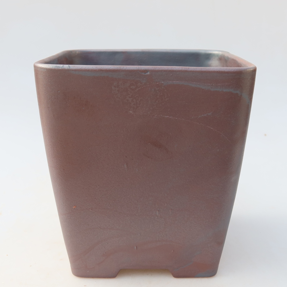 Ceramic bonsai bowl 13,5 x 13,5 x 15 cm, metal colour