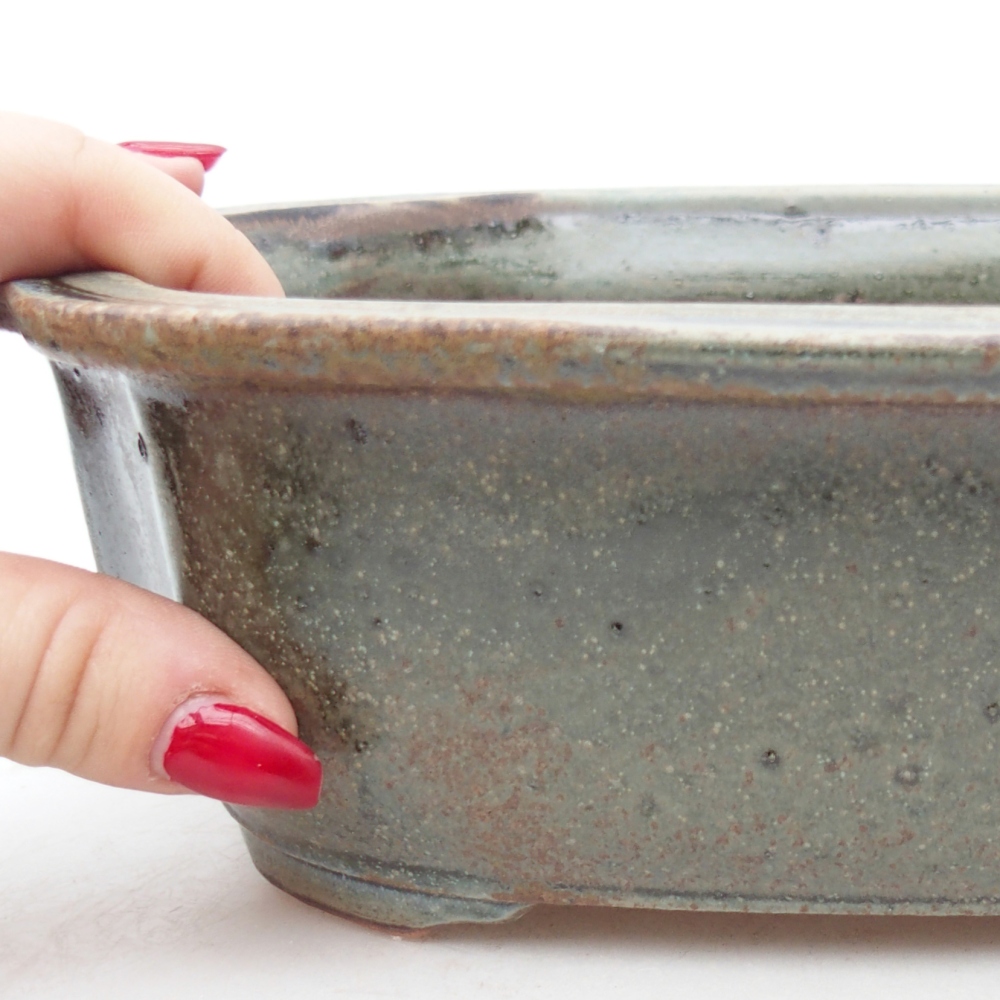 Ceramic bonsai bowl 25 x 21 x 7,5 cm, green