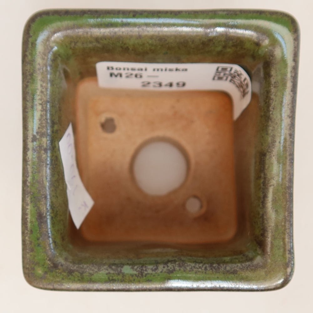 Ceramic bonsai pot, 6 x 6 x 5.5 cm, green