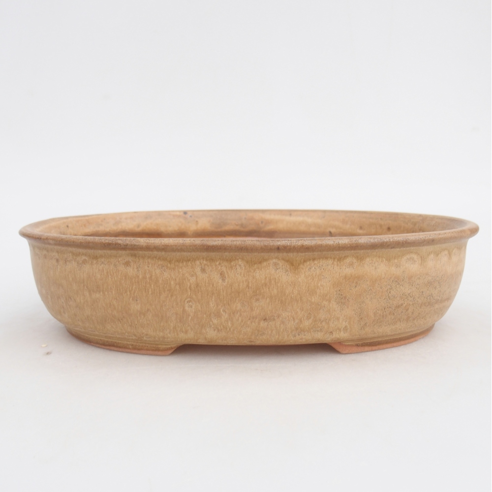 Ceramic bonsai bowl 21,5 x 17 x 5 cm, colour beige