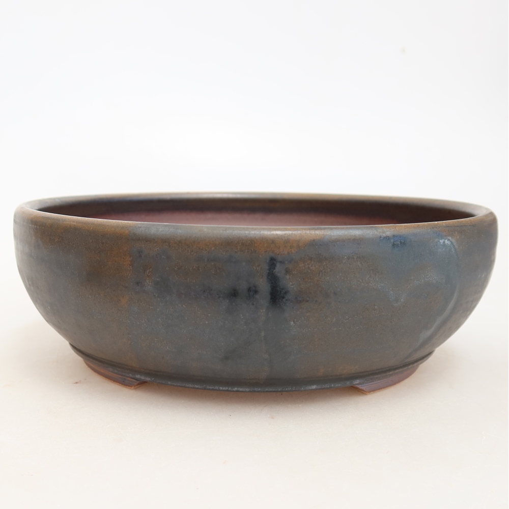 Ceramic bonsai pot, 17 x 17 x 5.5 cm, brown
