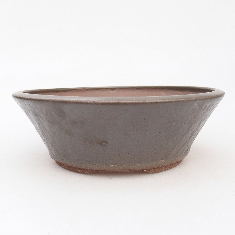 Ceramic bonsai bowl 17,5 x 17,5 x 6 cm, metal colour