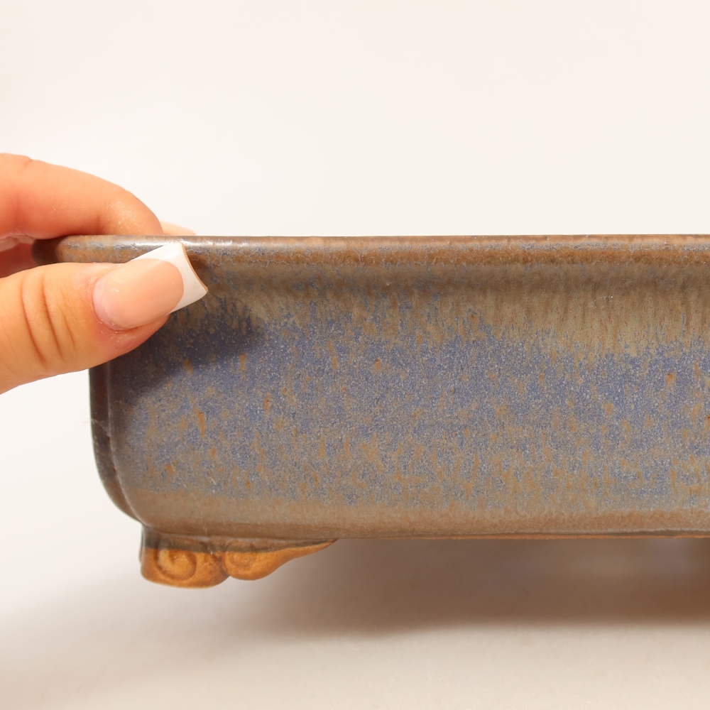 Ceramic bonsai pot, 25.5 x 20 x 7 cm, blue