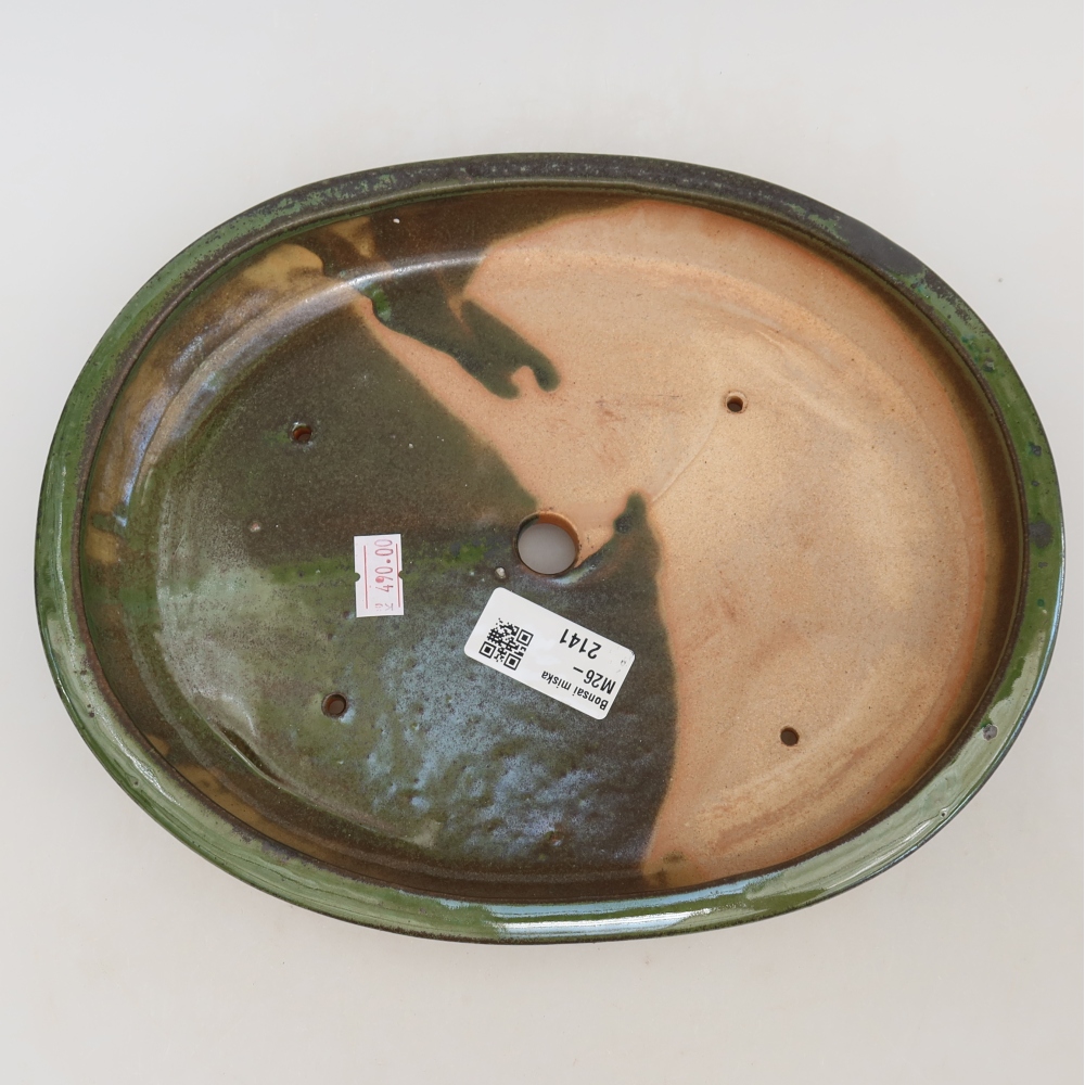 Ceramic bonsai bowl 24,5 x 20 x 4 cm, green
