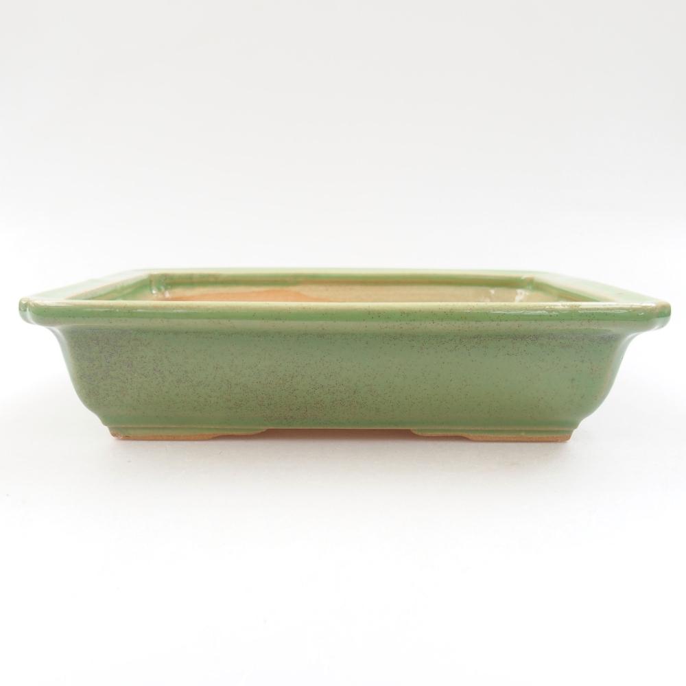 Ceramic bonsai bowl 18 x 13,5 x 4,5 cm, color green