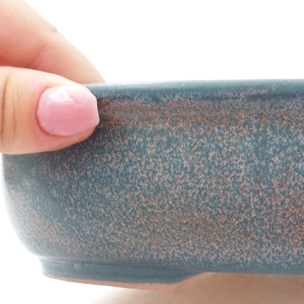 Ceramic bonsai bowl 21,5 x 16,5 x 5 cm, color blue