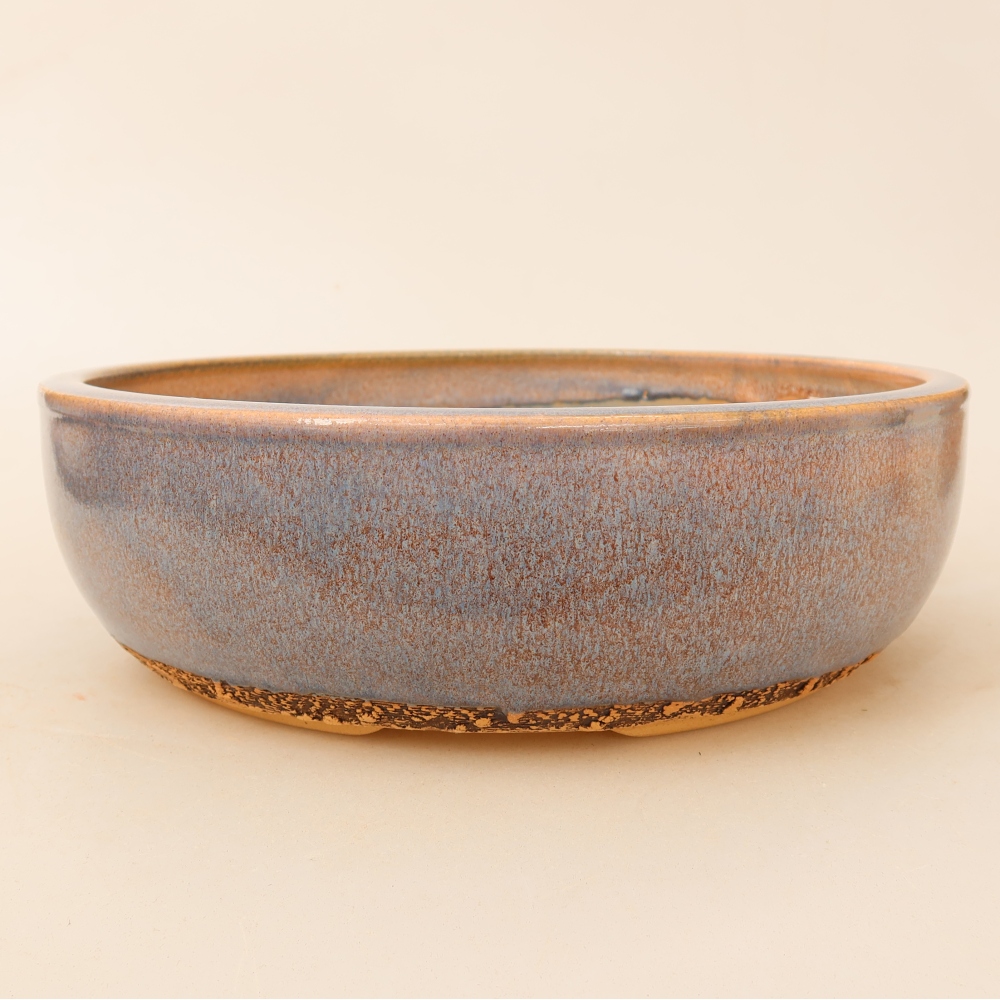 Ceramic bonsai pot, 24 x 24 x 7.5 cm, blue