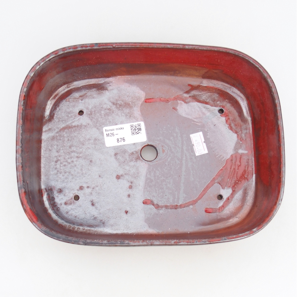 Ceramic bonsai bowl 23 x 18 x 5,5 cm, colour red
