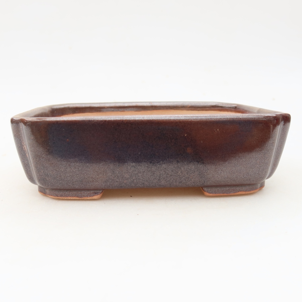 Ceramic bonsai pot, 15 x 12.5 x 4.5 cm, brown
