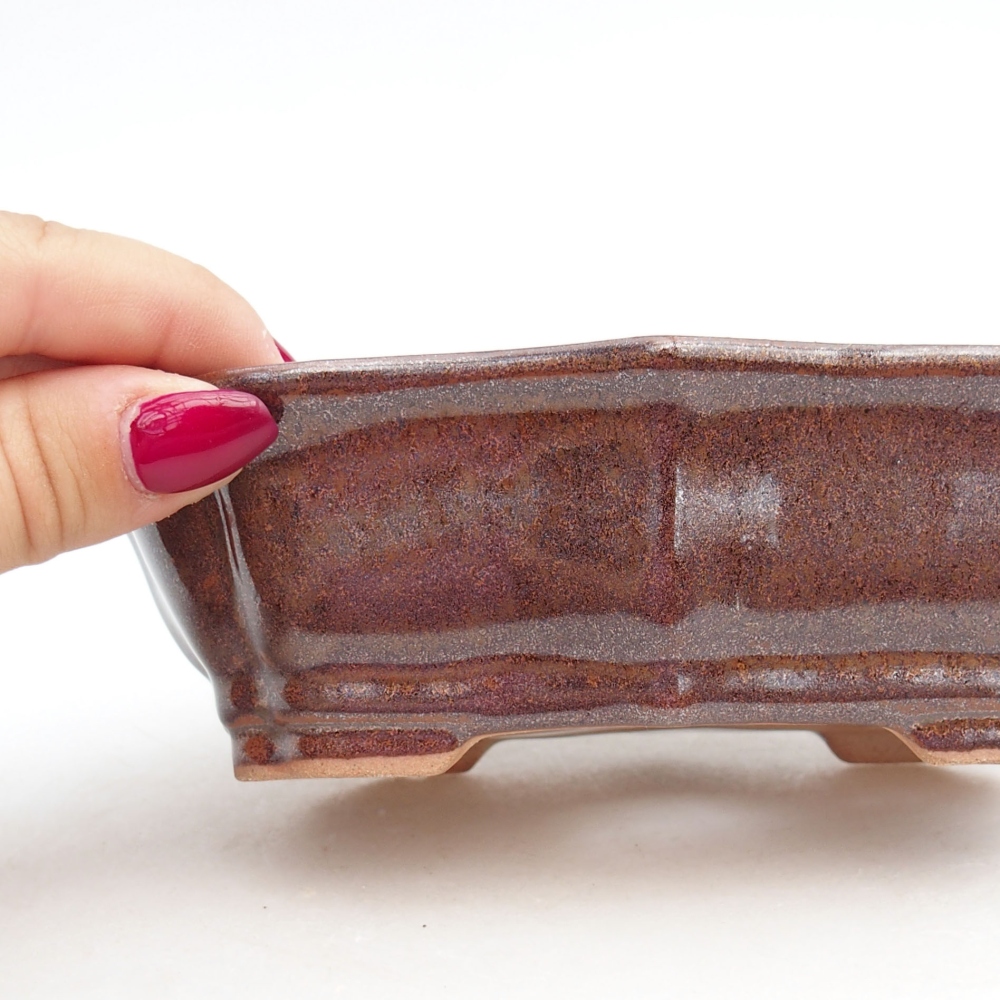 Ceramic bonsai bowl  15,5 x 11,5 x 4,5 cm, color brown