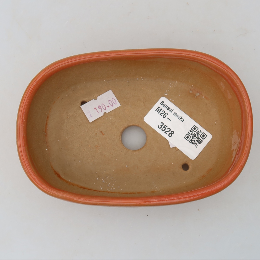 Ceramic bonsai pot, 13 x 8.5 x 4 cm, orange