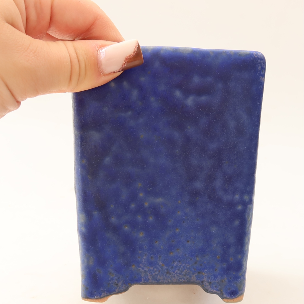 Ceramic bonsai pot, 9 x 9 x 11.5 cm, blue