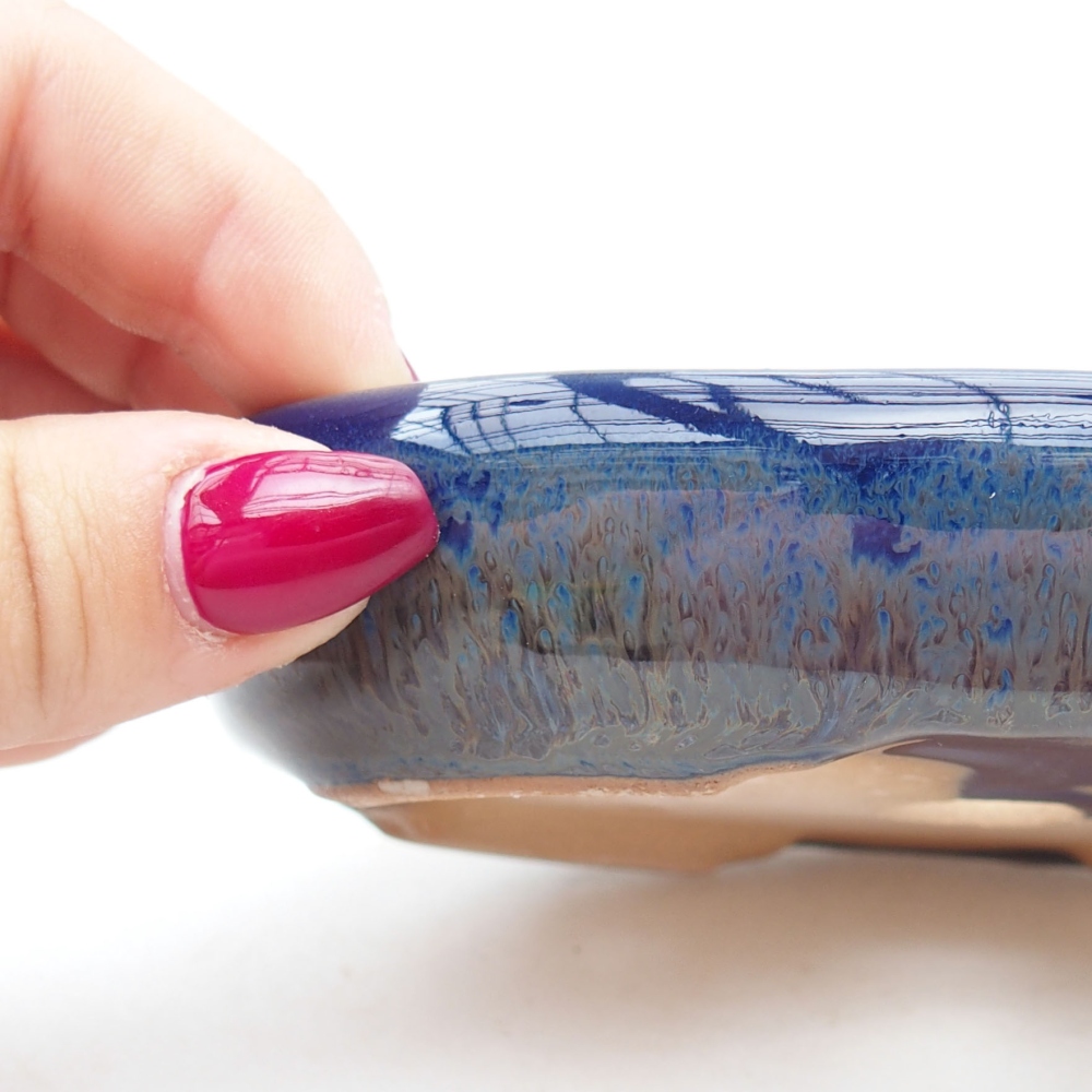 Ceramic bonsai bowl  13 x 10 x 2,5 cm, color blue