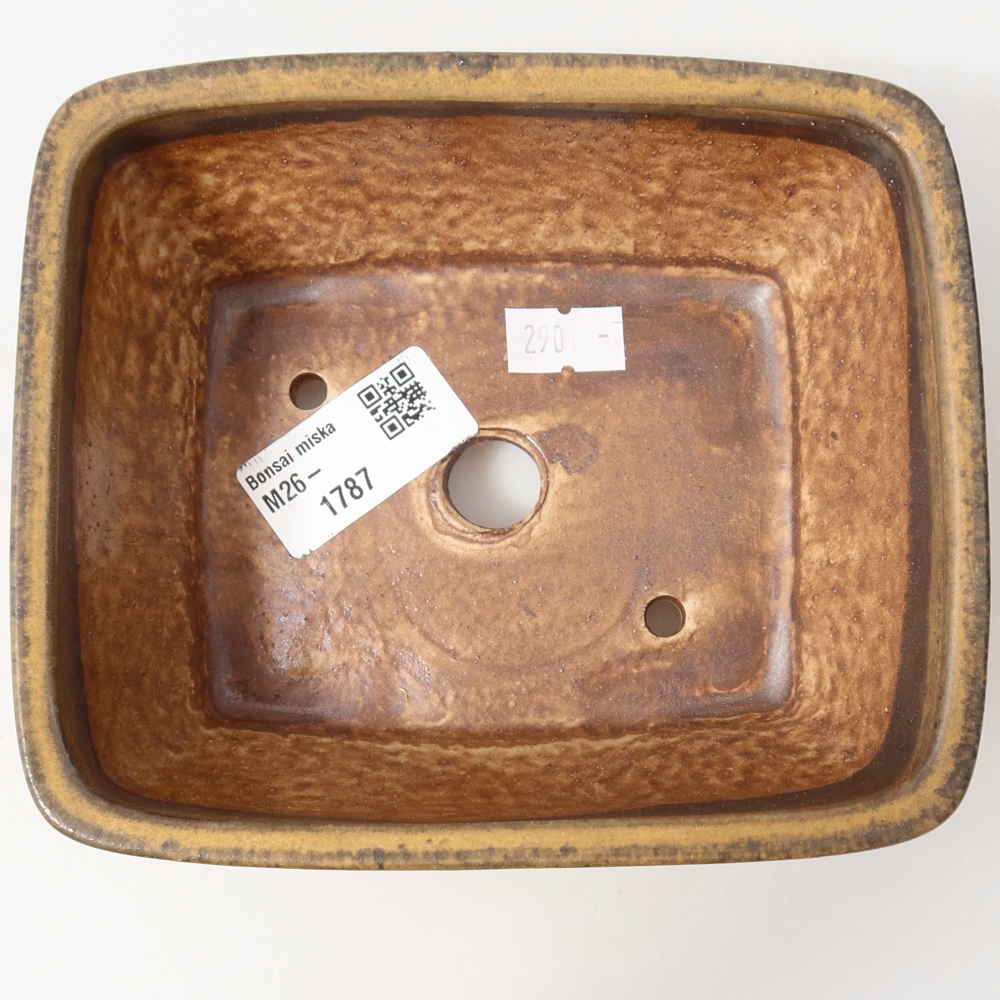 Ceramic bonsai pot, 15 x 12 x 5.5 cm, brown
