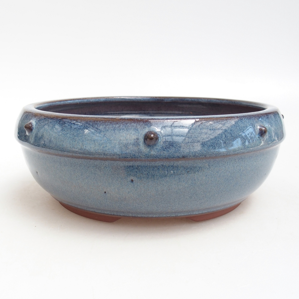 Ceramic bonsai bowl 18,5 x 18,5 x 7 cm, colour blue
