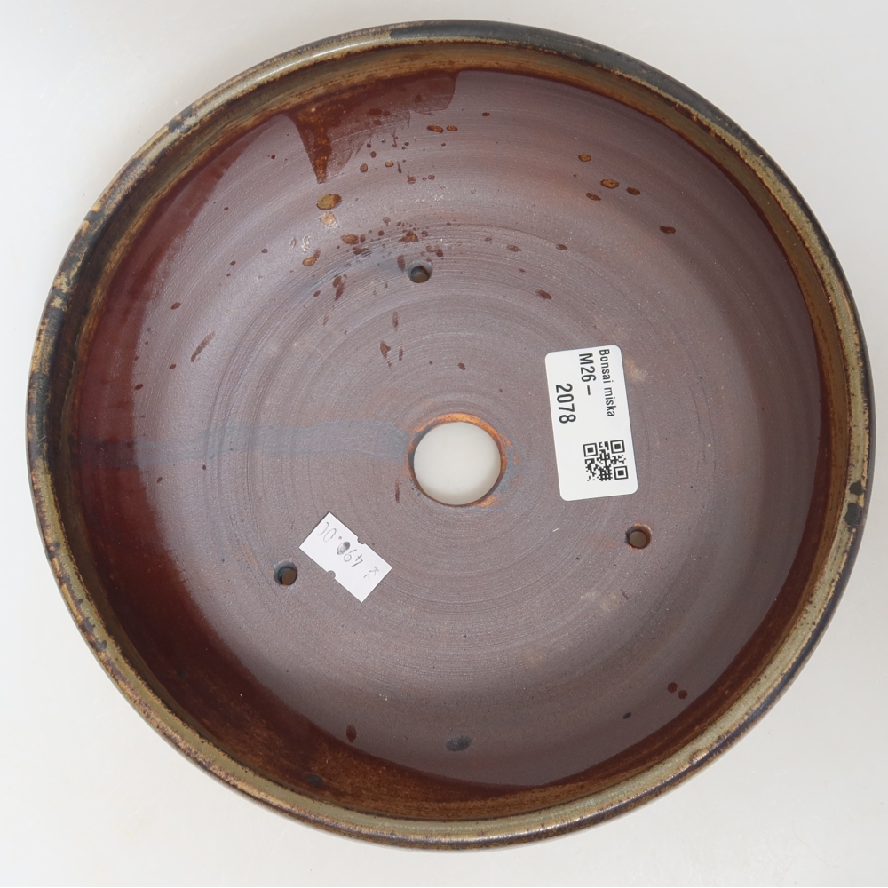 Ceramic bonsai pot, 19 x 19 x 6.5 cm, brown