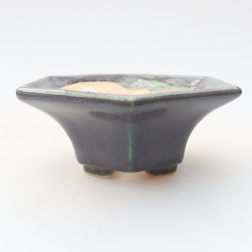 Ceramic bonsai pot, 8 x 7 x 3.5 cm, gray