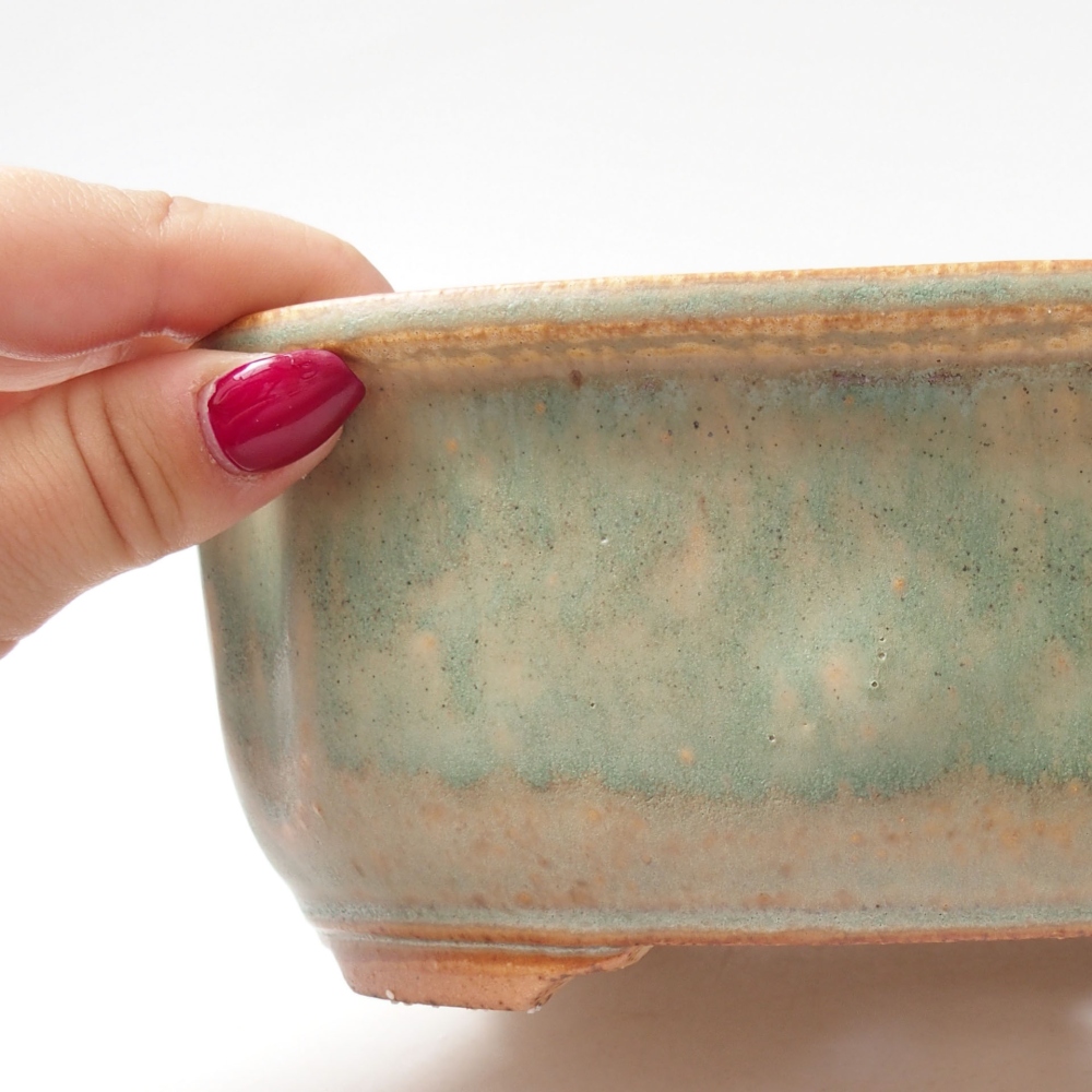 Ceramic bonsai bowl 22 x 18 x 7 cm, color green