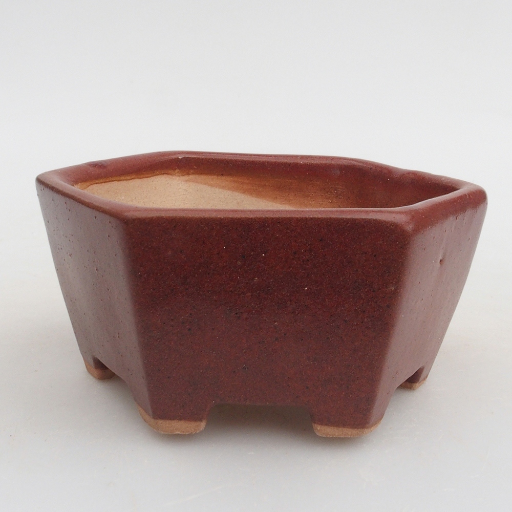 Ceramic bonsai bowl 9,5 x 9 x 4,5 cm, color brown