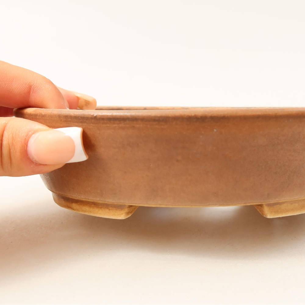 Ceramic bonsai pot, 15 x 14 x 4 cm, pink