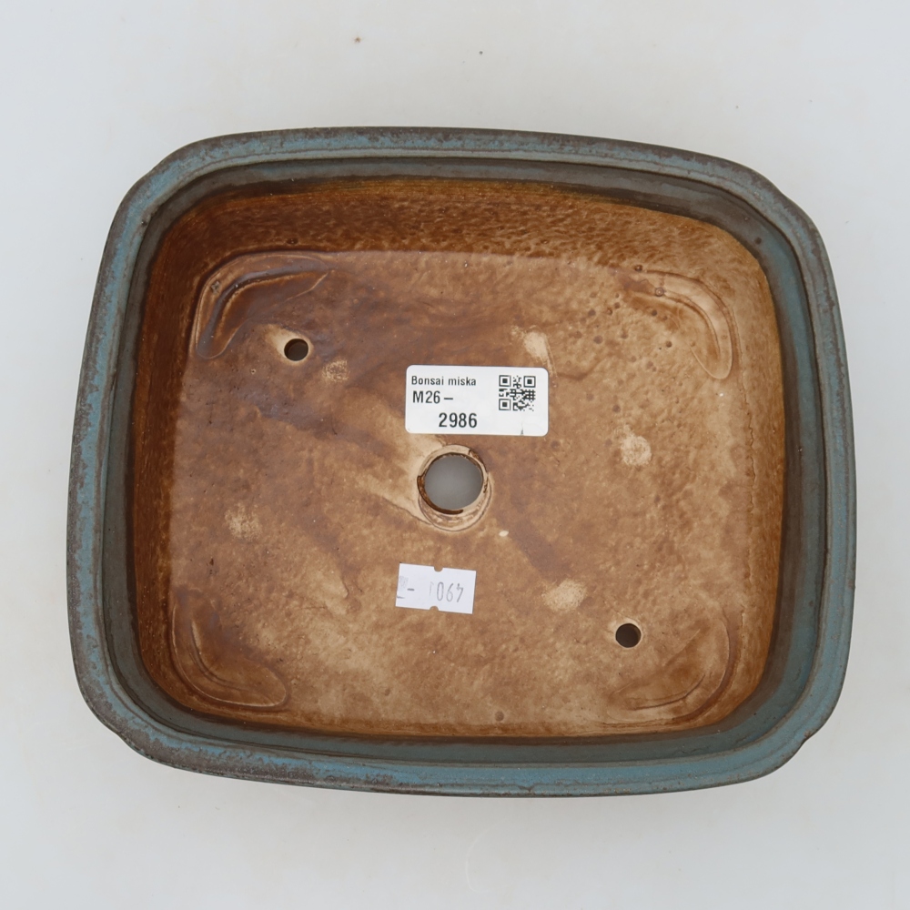 Ceramic bonsai pot, 20 x 17.5 x 6 cm, blue