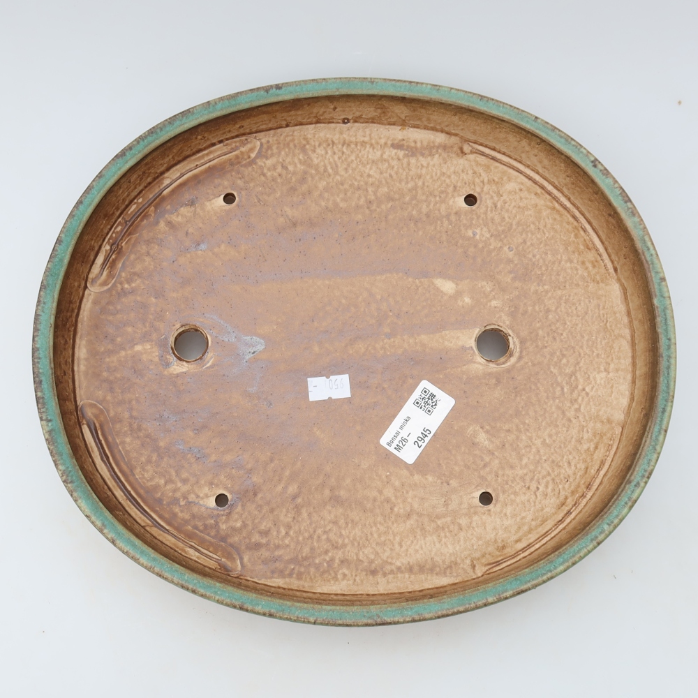 Ceramic bonsai bowl 31 x 27 x 4,5 cm, green