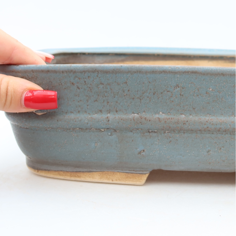 Ceramic bonsai pot, 29 x 23.5 x 7.5 cm, blue