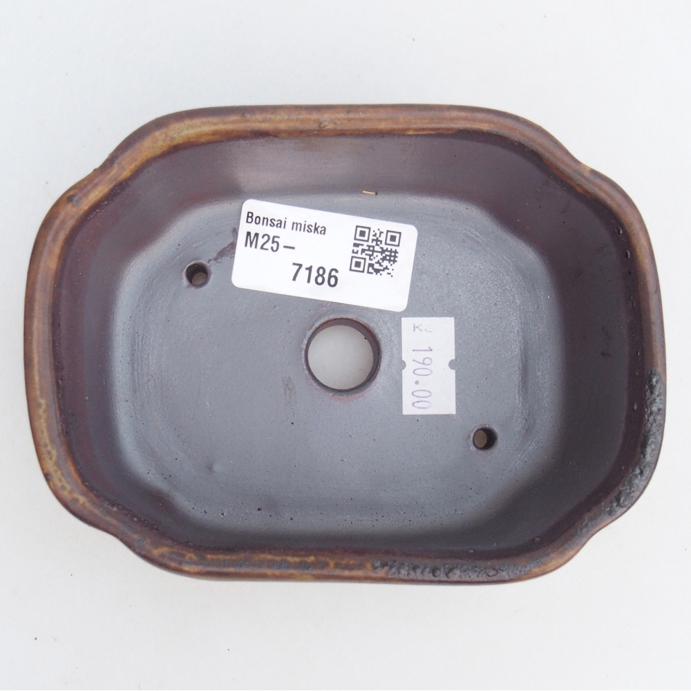 Ceramic bonsai bowl 12,5 x 9,5 x 4,5 cm, brown