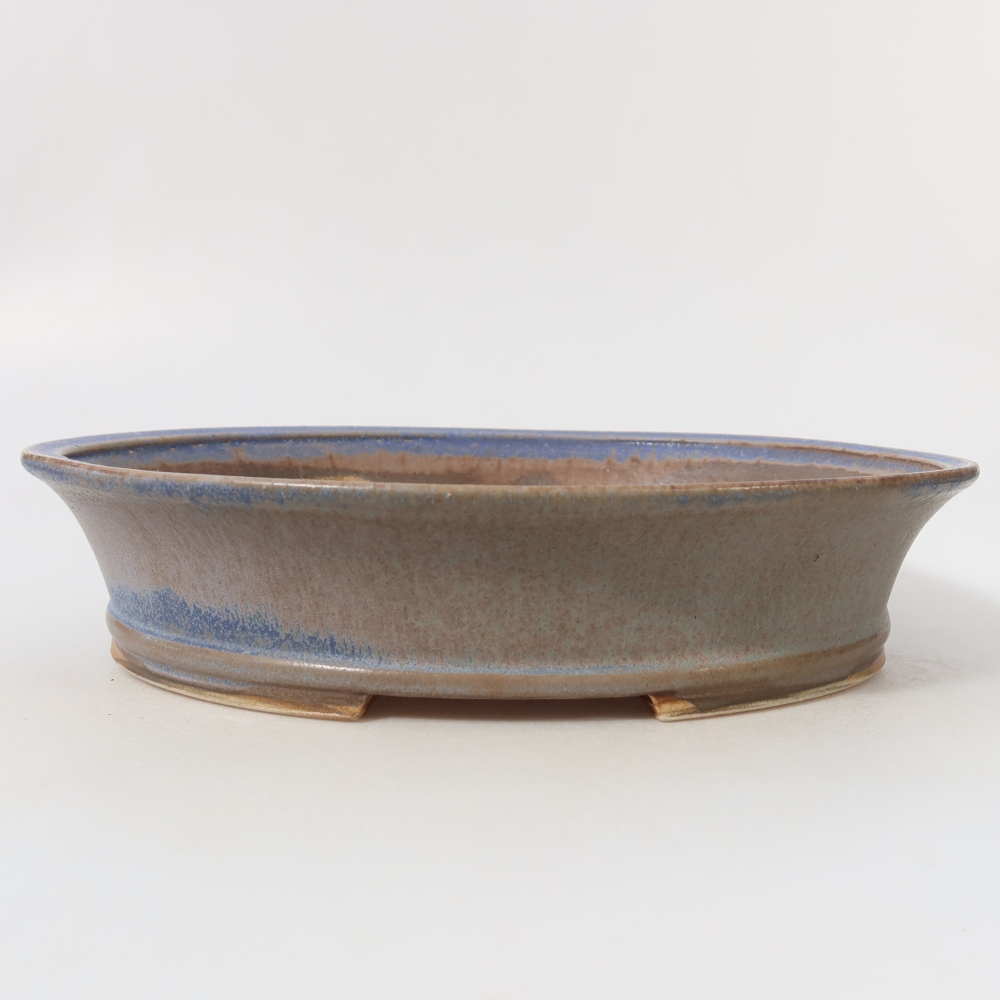 Ceramic bonsai pot, 27 x 24.5 x 5.5 cm, blue
