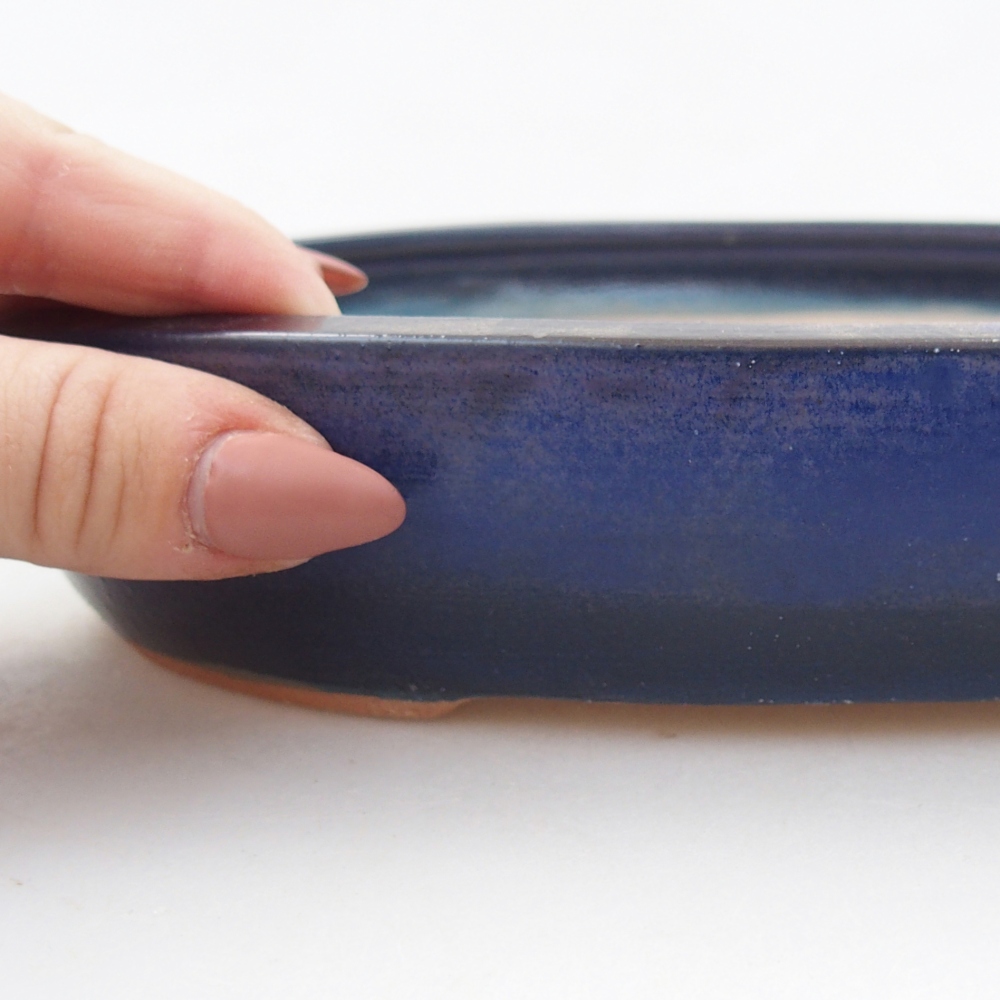 Ceramic bonsai bowl 22 x 16,5 x 4,5 cm, colour blue