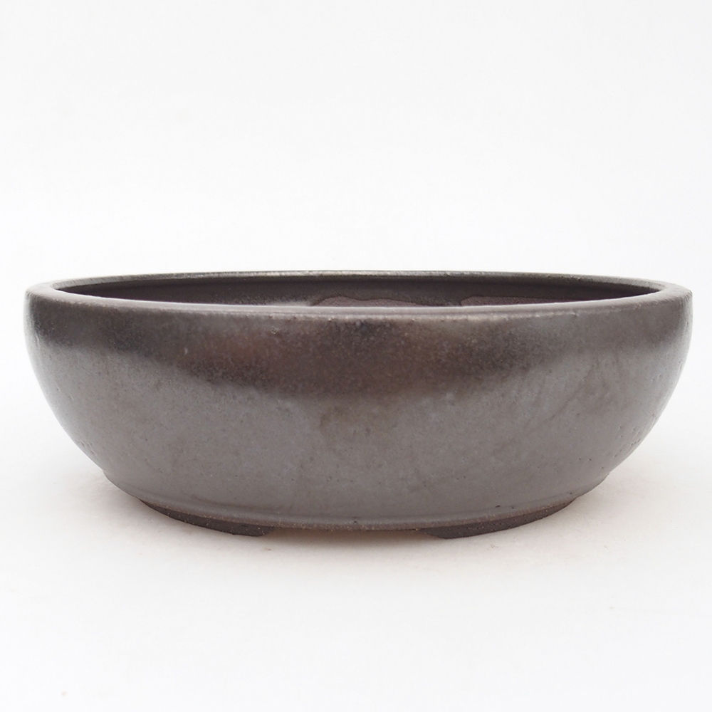 Ceramic bonsai bowl 20 x 20 x 6,5 cm, metal colour