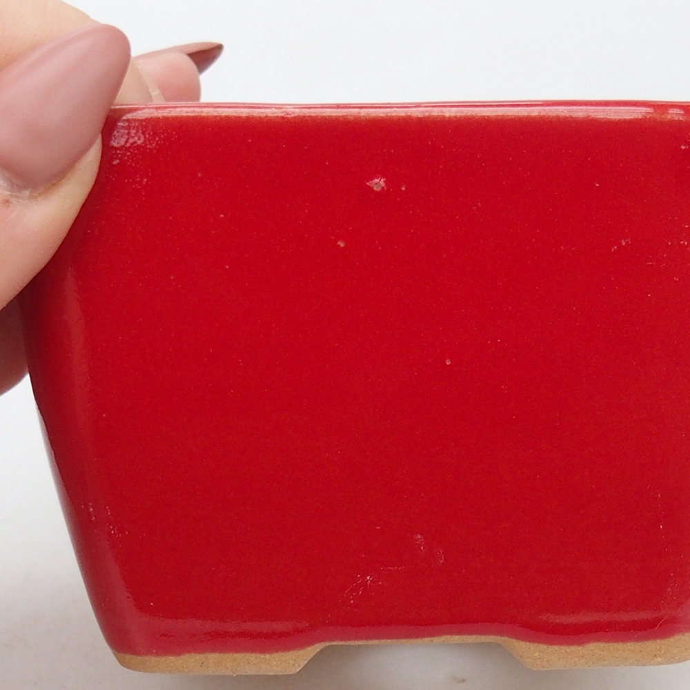 Ceramic bonsai bowl 8,5 x 8,5 x 6 cm, colour red