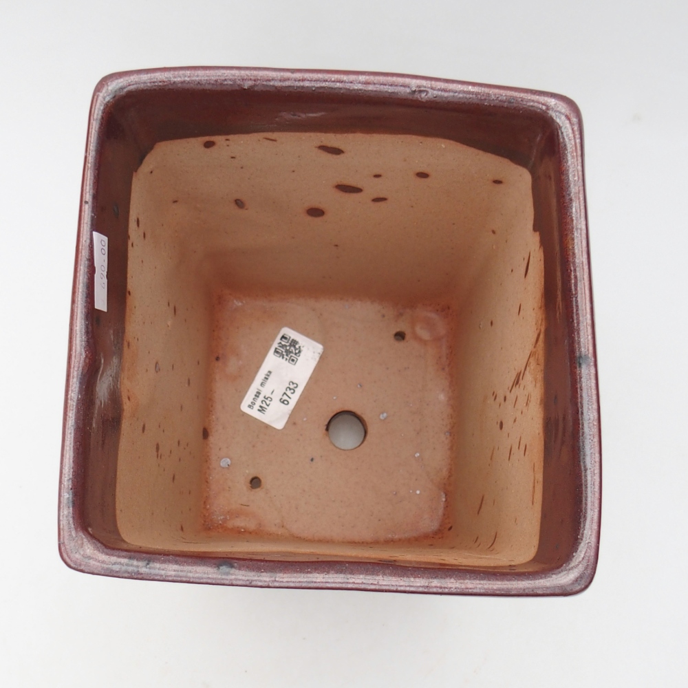 Ceramic bonsai bowl 15 x 15 x 19,5 cm, burgundy