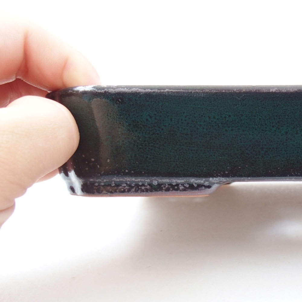 Ceramic bonsai bowl 18 x 13 x 3,5 cm, color green