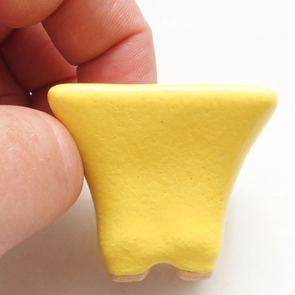 Ceramic bonsai bowl 3,5 x 3,5 x 3 cm, yellow