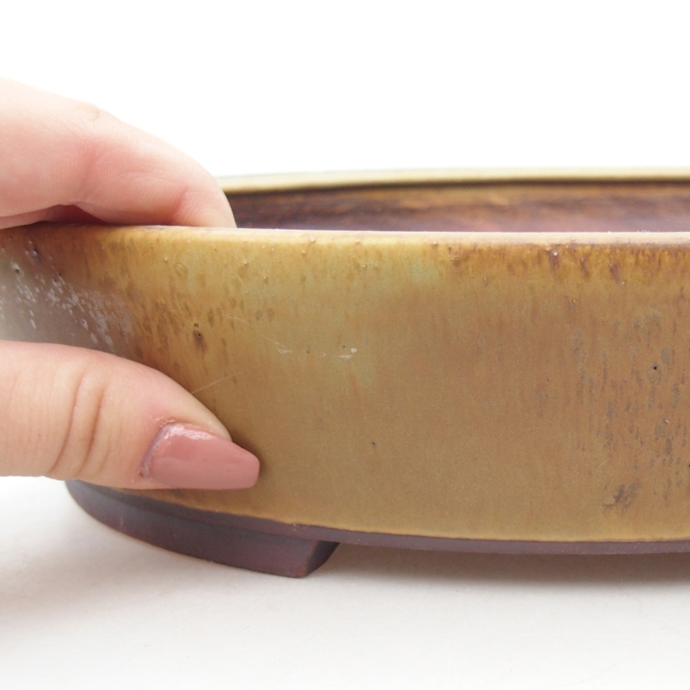 Ceramic bonsai bowl 28 x 24,5 x 6 cm, green