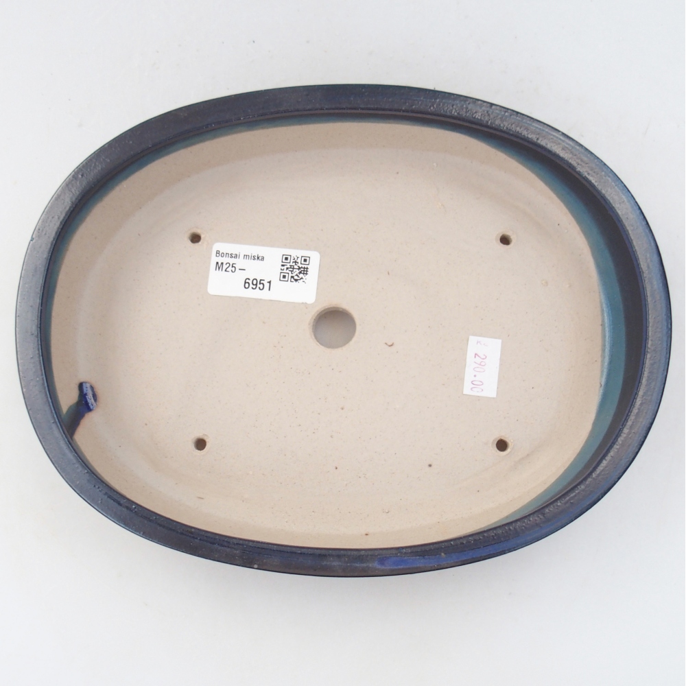 Ceramic bonsai bowl 22 x 16,5 x 4,5 cm, colour blue