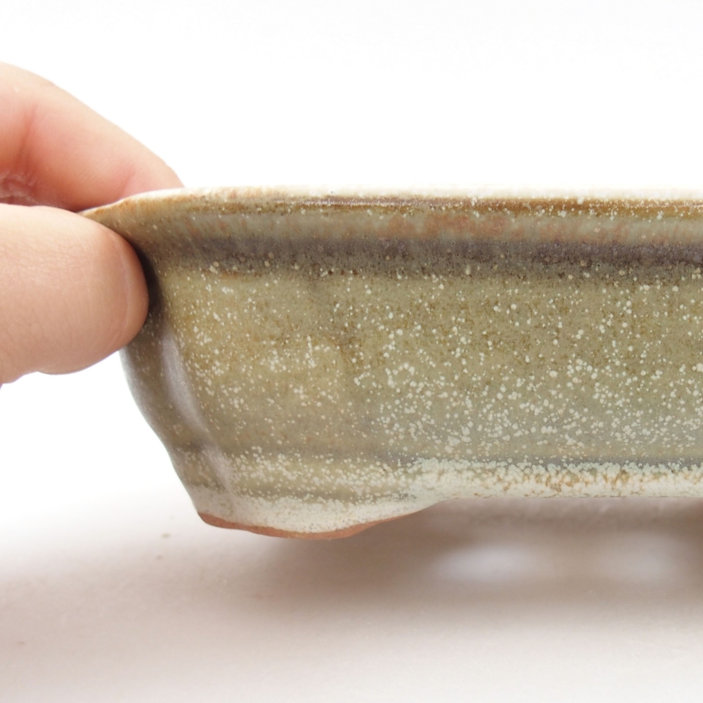 Ceramic bonsai bowl 16 x 12,5 x 4,5 cm, color green