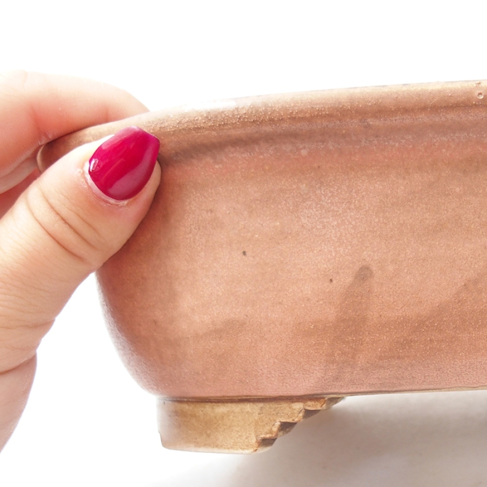 Ceramic bonsai bowl 20 x 16 x 7  cm, color pink