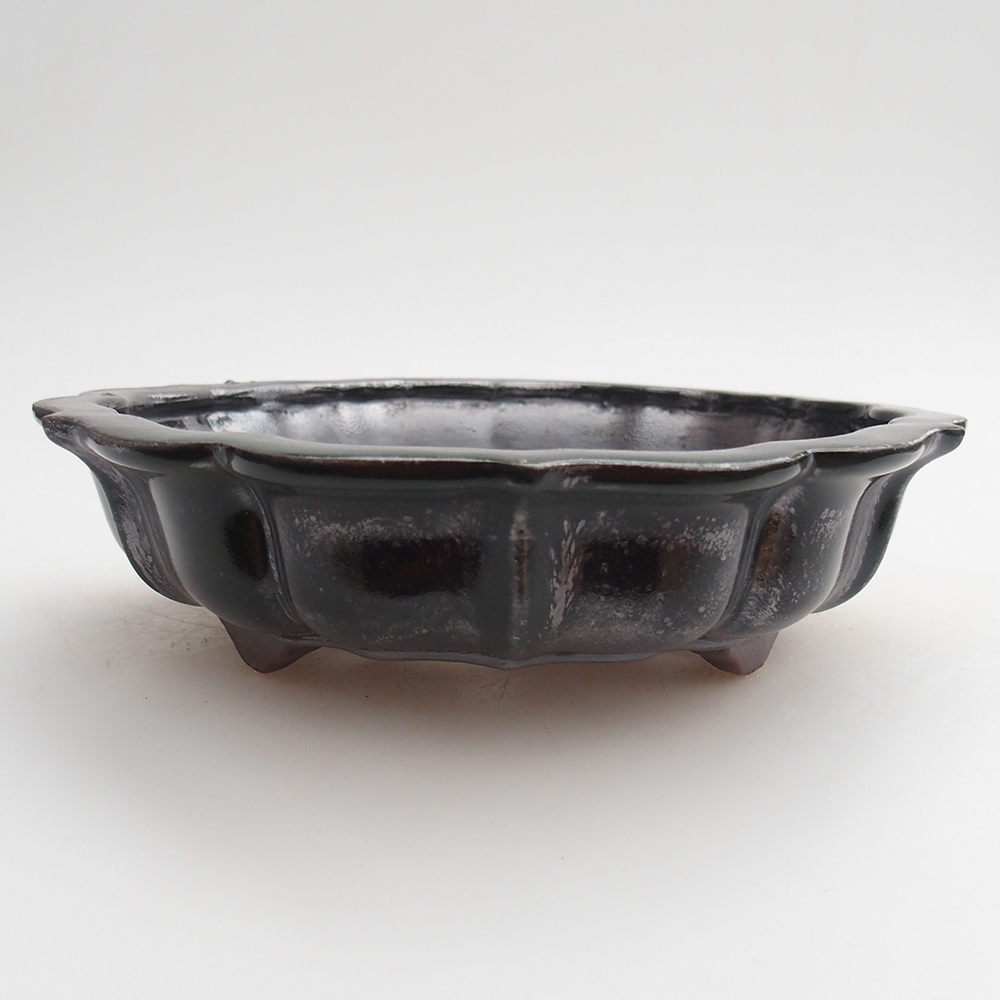 Ceramic bonsai bowl 18 x 18 x 4,5 cm, green
