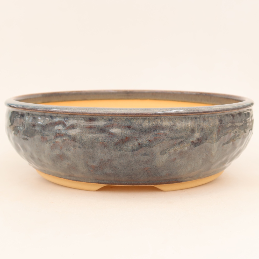 Ceramic bonsai pot, 26.5 x 26.5 x 7.5 cm, gray