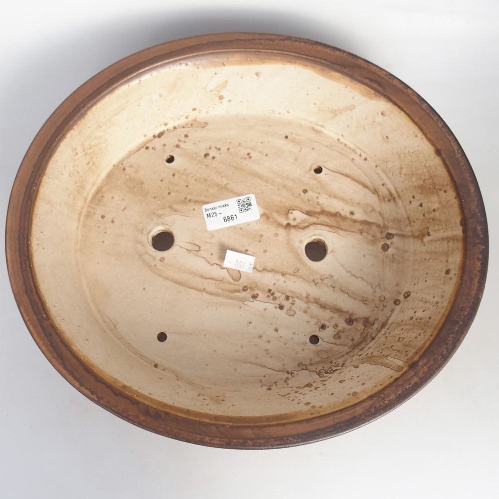 Ceramic bonsai bowl 32 x 29 x 7 cm, brown