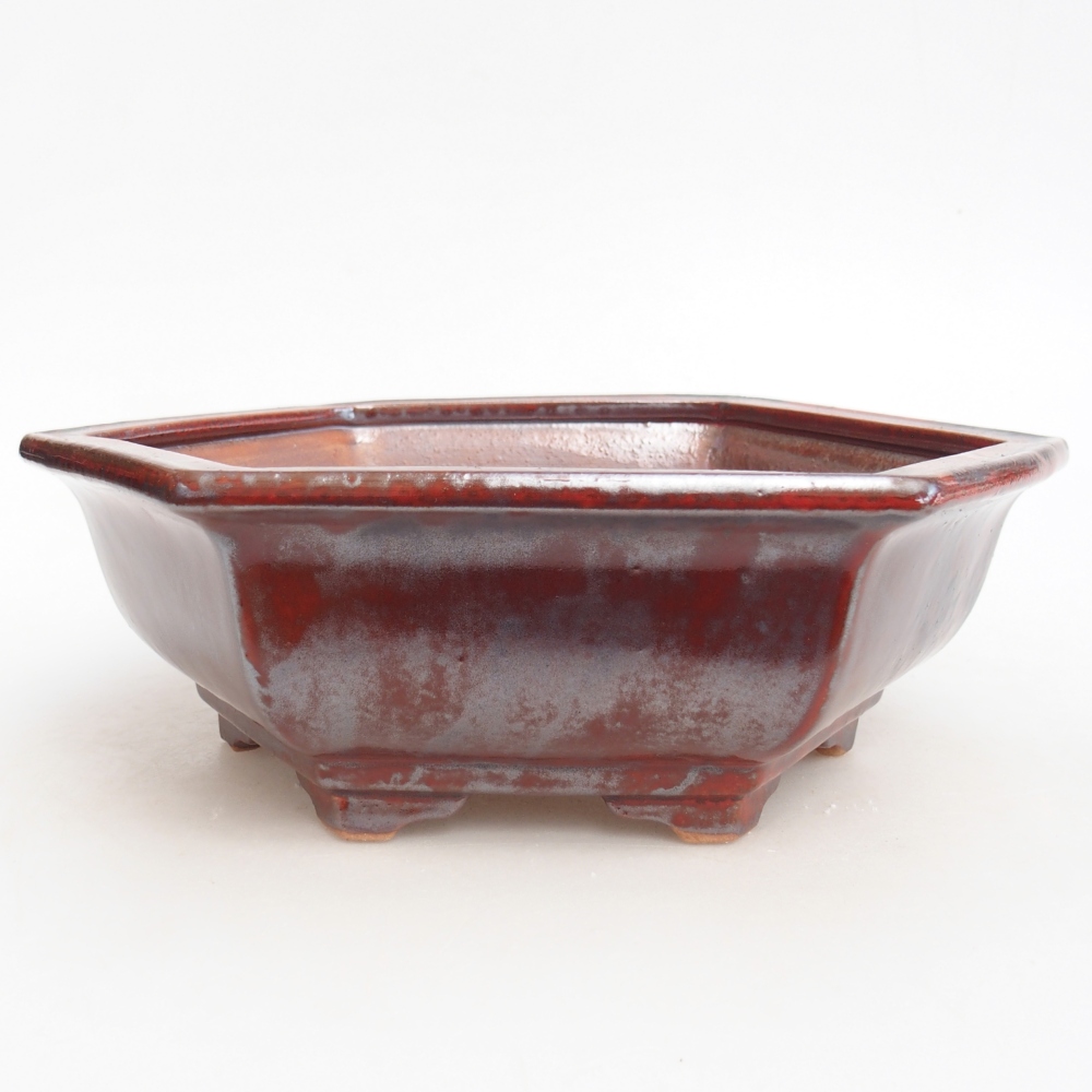 Ceramic bonsai bowl 24,5 x 22 x 7,5 cm, colour black red
