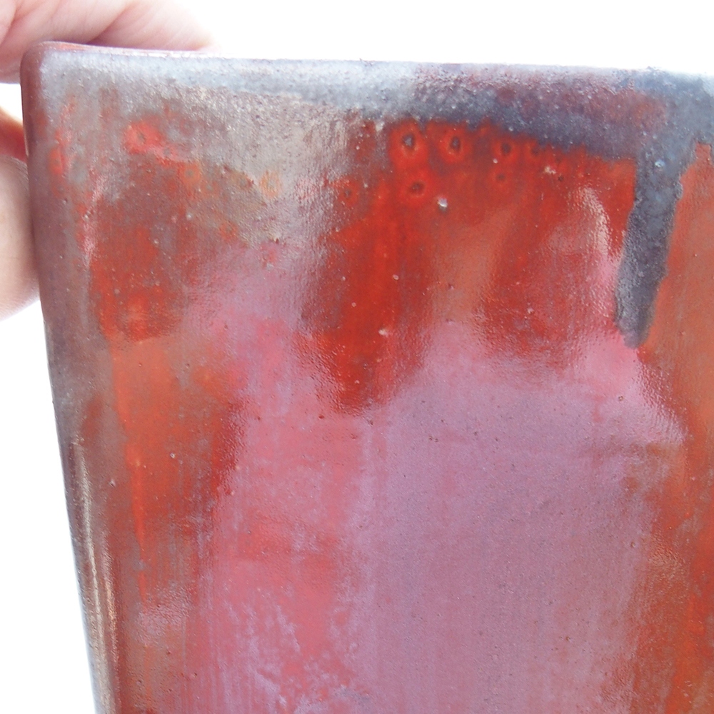 Ceramic bonsai bowl 15 x 15 x 19 cm, colour red