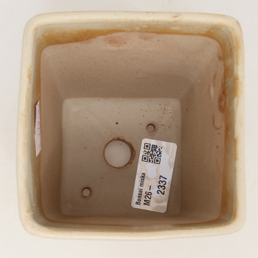 Ceramic bonsai pot, 9 x 9 x 11.5 cm, beige