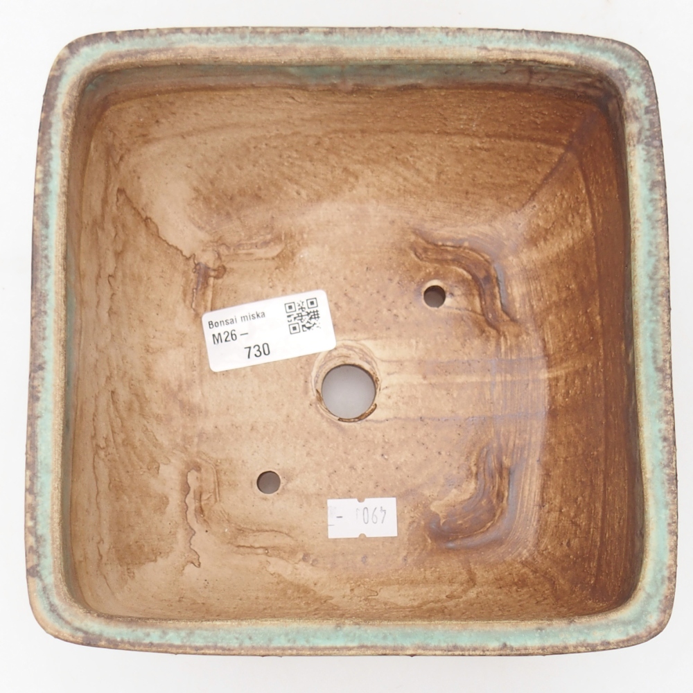 Ceramic bonsai bowl 16 x 16 x 9,5 cm, green