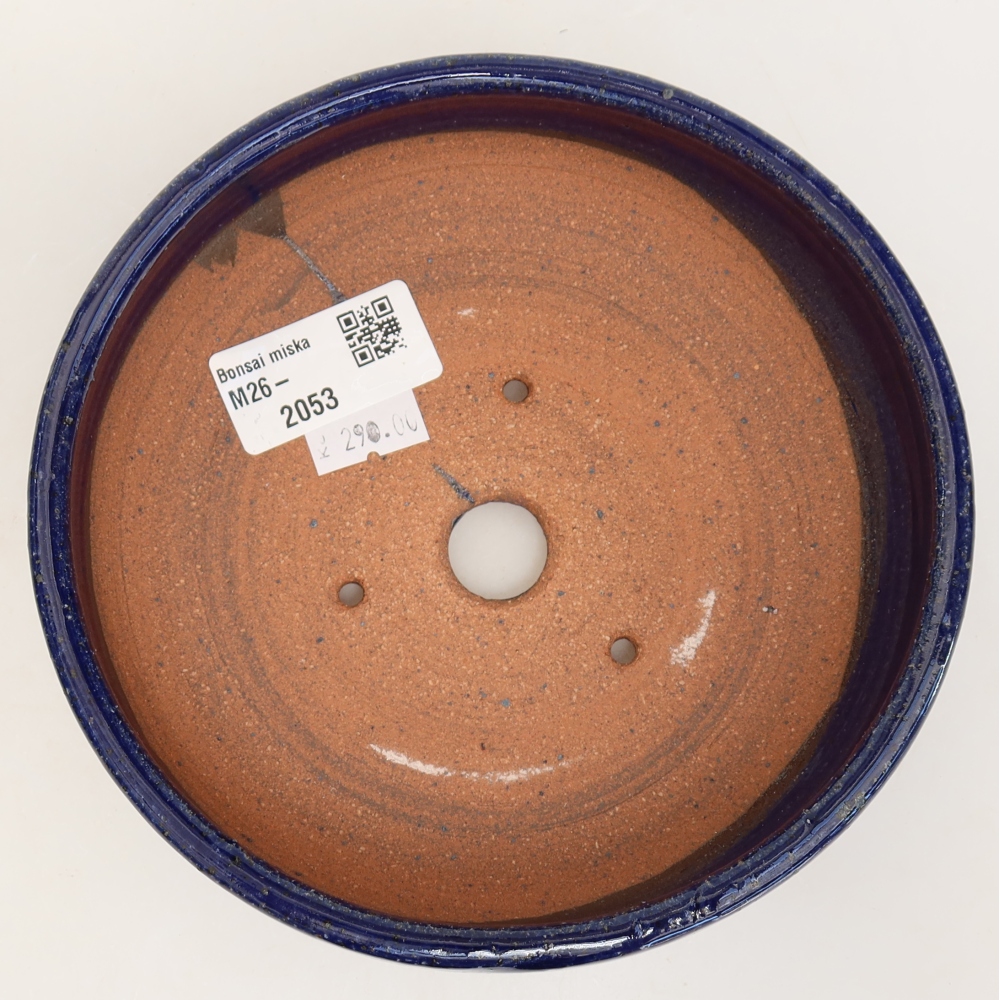 Ceramic bonsai pot, 15.5 x 15.5 x 5 cm, blue