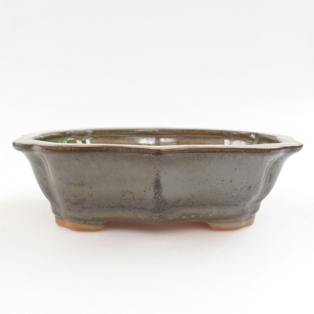 Ceramic bonsai bowl 15,5 x 11 x 4,5 cm, color green