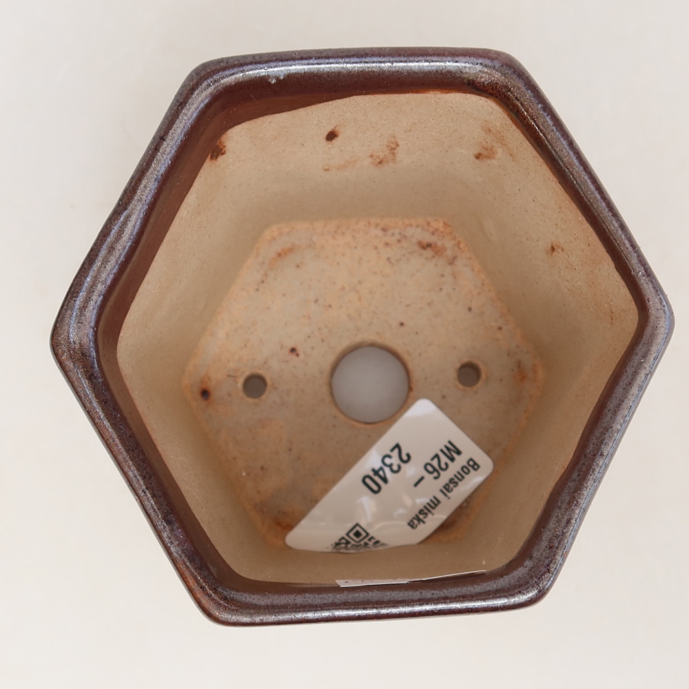 Ceramic bonsai pot, 9 x 8 x 8 cm, brown
