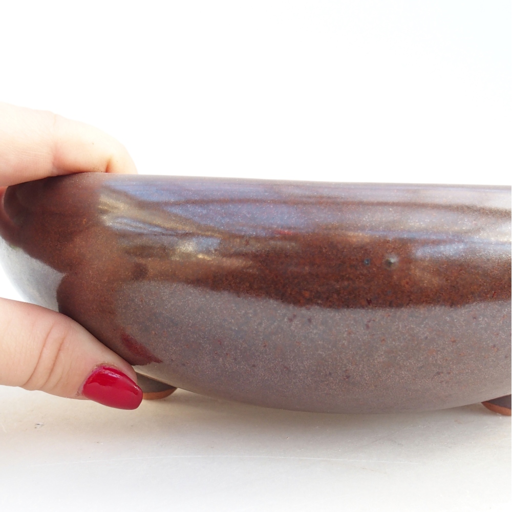 Ceramic bonsai bowl 21 x 21 x 7,5 cm, brown